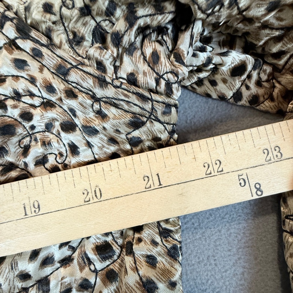 Chico's Reversible Quilted Jacket Women Size 2 Gold Leopard Gray Full Zip Mock - Picture 12 of 16
